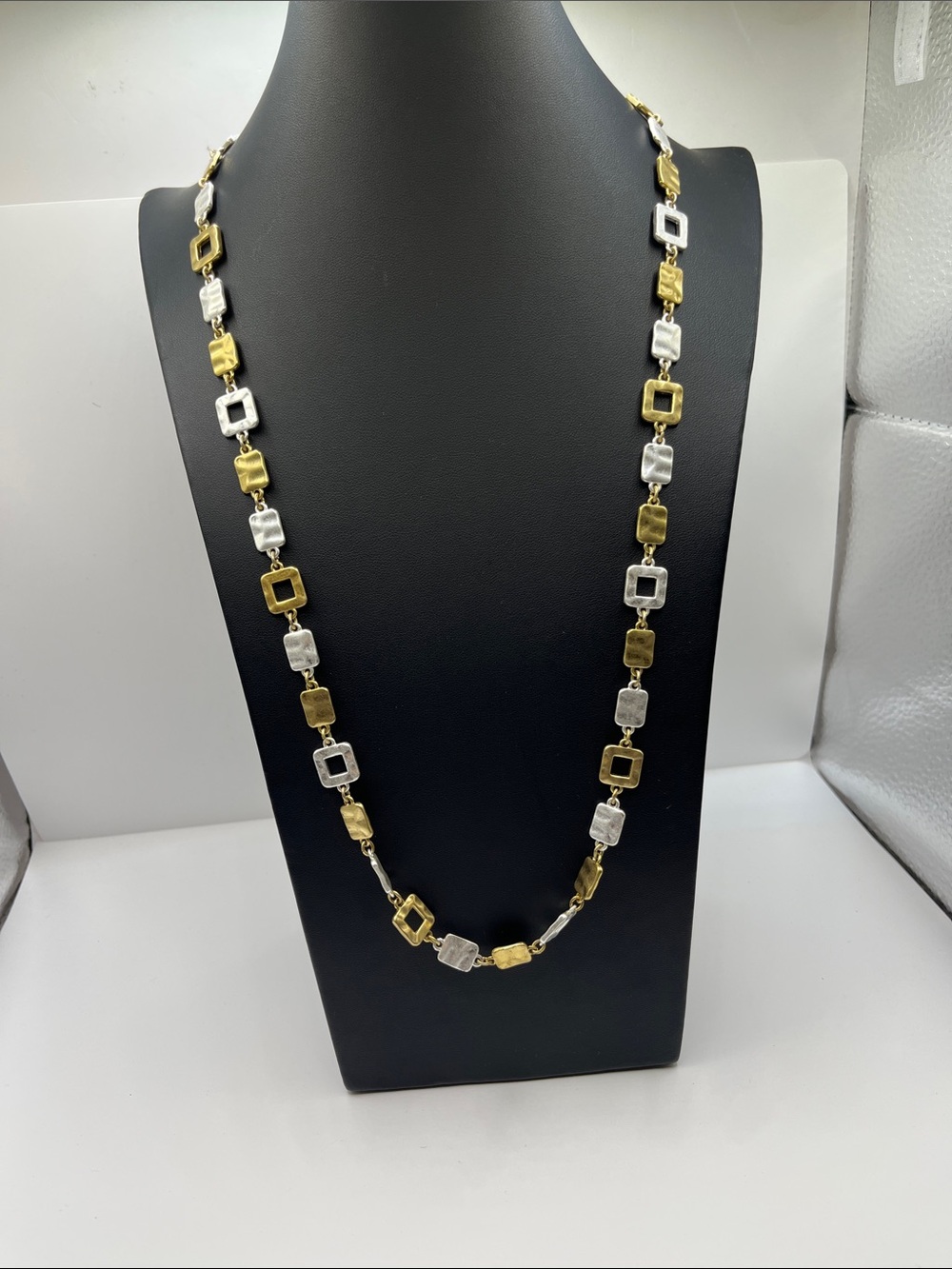 Lia Sophia Two-Tone Gold and Silver Square-Link Necklace
